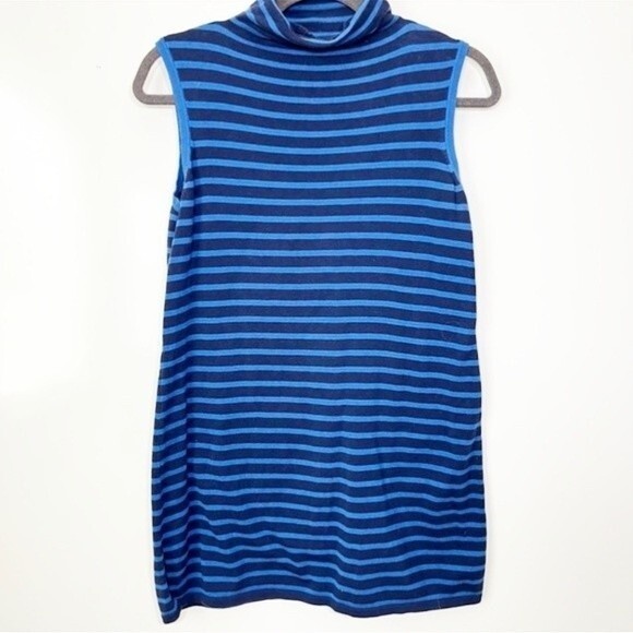 Chico’s Zenergy Mock Neck StripedTank Tunic Blue Black Size 0 - Picture 2 of 14